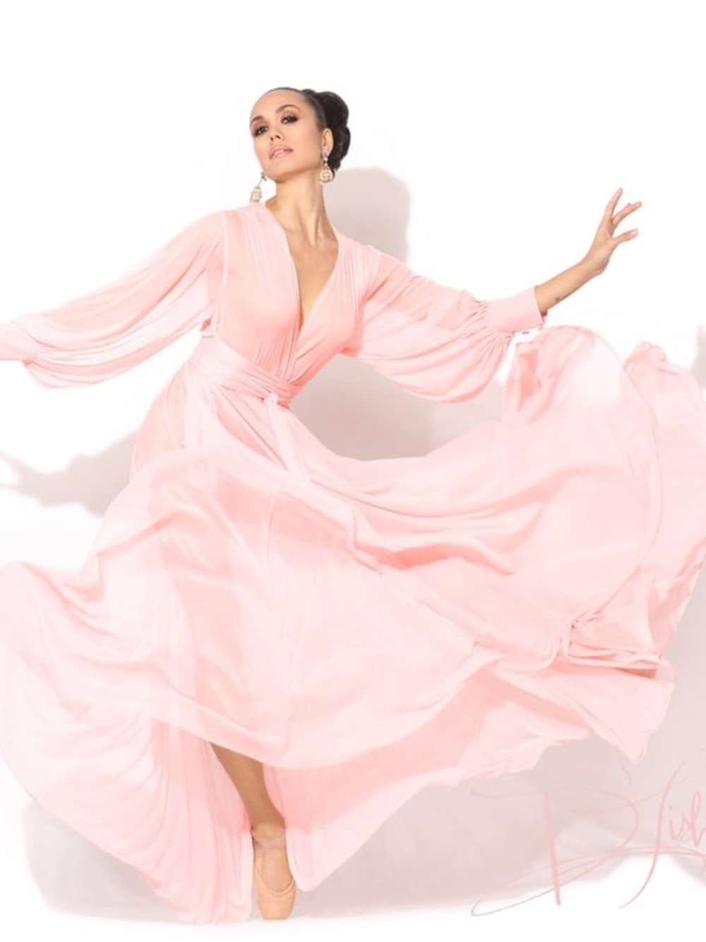 Catherine D’Lish Sheer Beverly Dressing Gown Blush L Burlesque Boudoir Drama